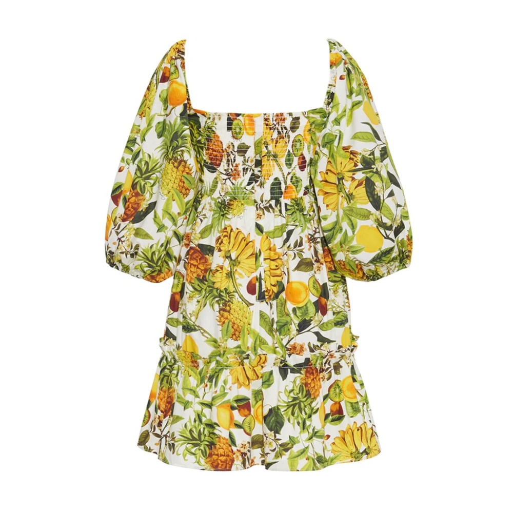 ✨ SALE BEST Cara Cara Sip Sip Mini Dress - Banana Multi Yellow Green Floral - Picture 4 of 8